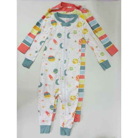 NWT Cat & Jack 18m Space & Stripes One Piece Pajamas Sleepwear Two Pack - Picture 1 of 7